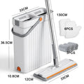Slim flat mop and bucket set with 3 microfiber pads
