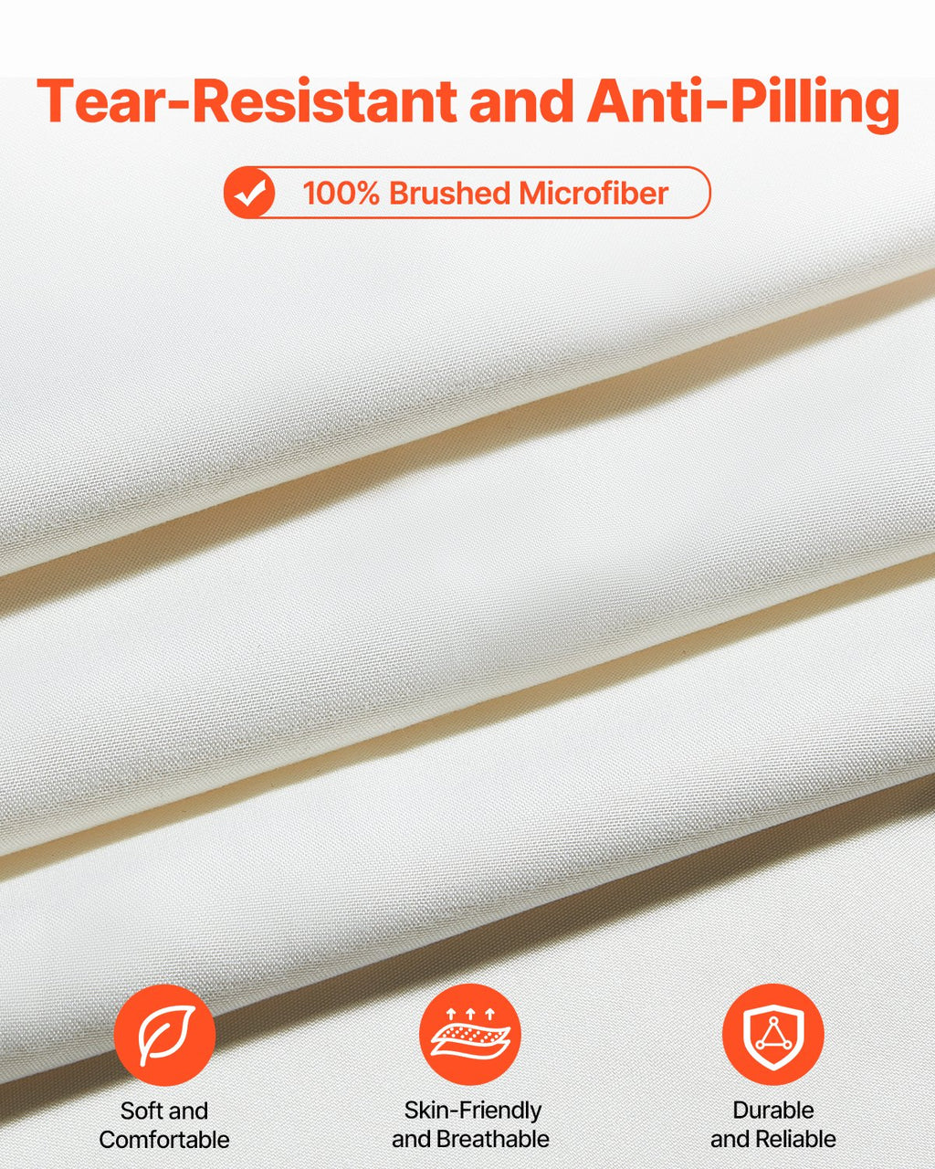 Queen 4-Piece Brushed Microfiber Sheet Set – 16" Deep Pocket – White